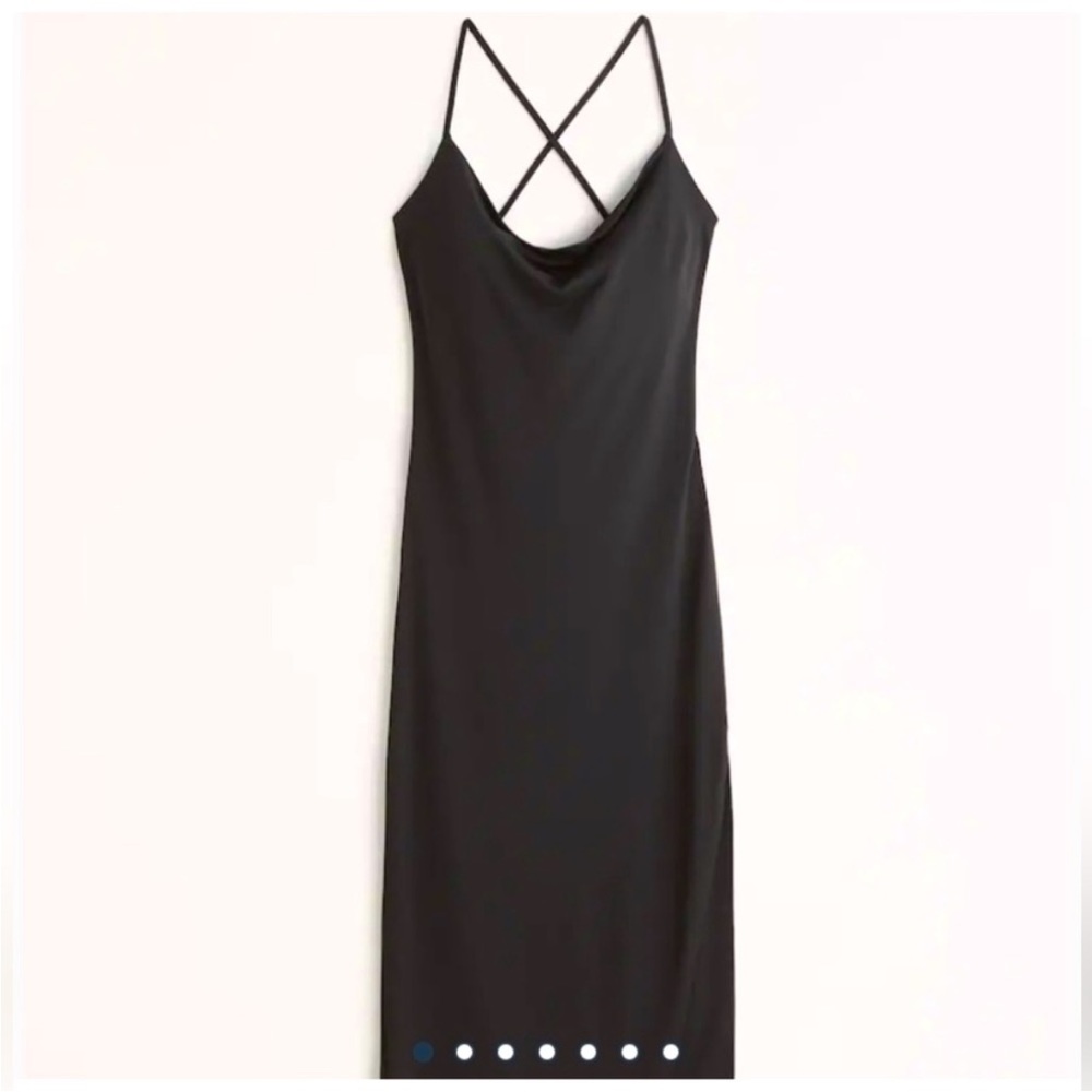 Abercrombie black cowl neck midi dress